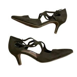 FIONI Clothing Black Heels with Pointed Toe and‎ Straps